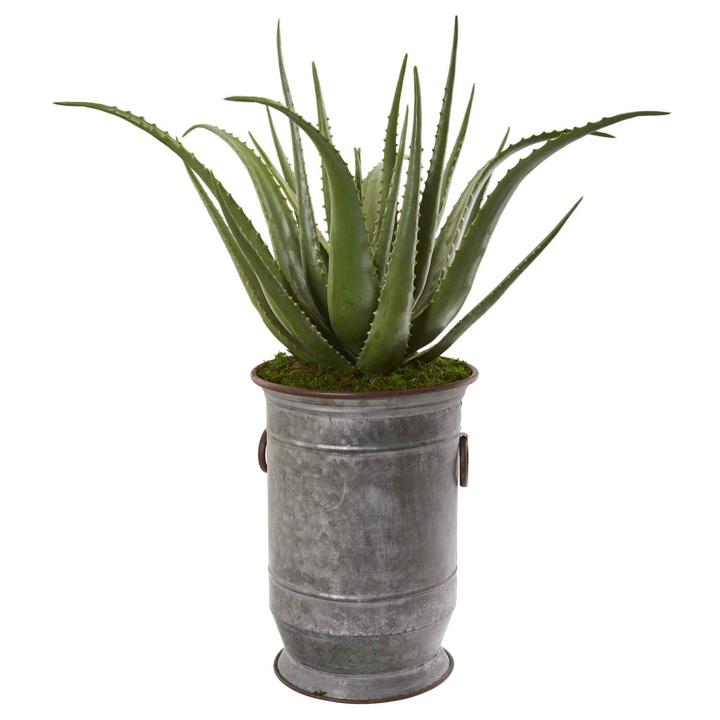 31" Aloe Artificial Plant in Metal Planter