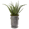31" Aloe Artificial Plant in Metal Planter