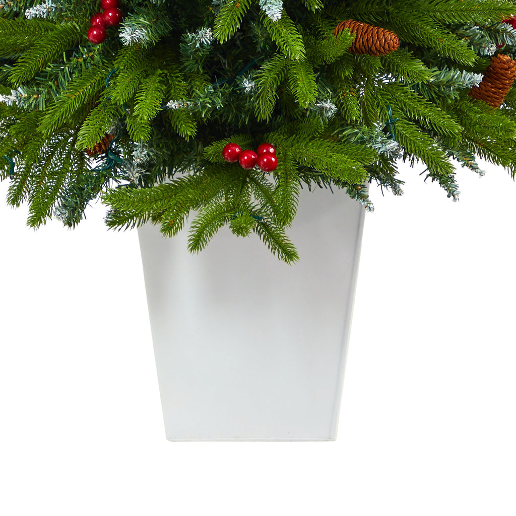 56' Snow Tipped Portl& Spruce Artificial Christmas Tree w/ Frosted Berries