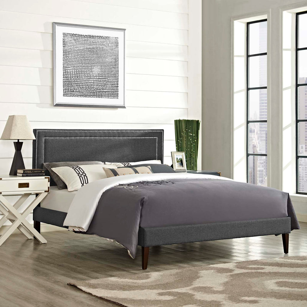 Virginia Fabric Full Platform Bed with Squared Tapered Legs by Modway
