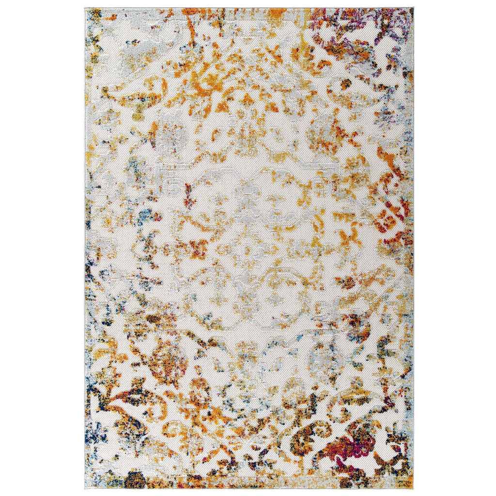 Reflect Primrose Ornate Floral Lattice 5x8 Indoor/Outdoor Area Rug by Modway