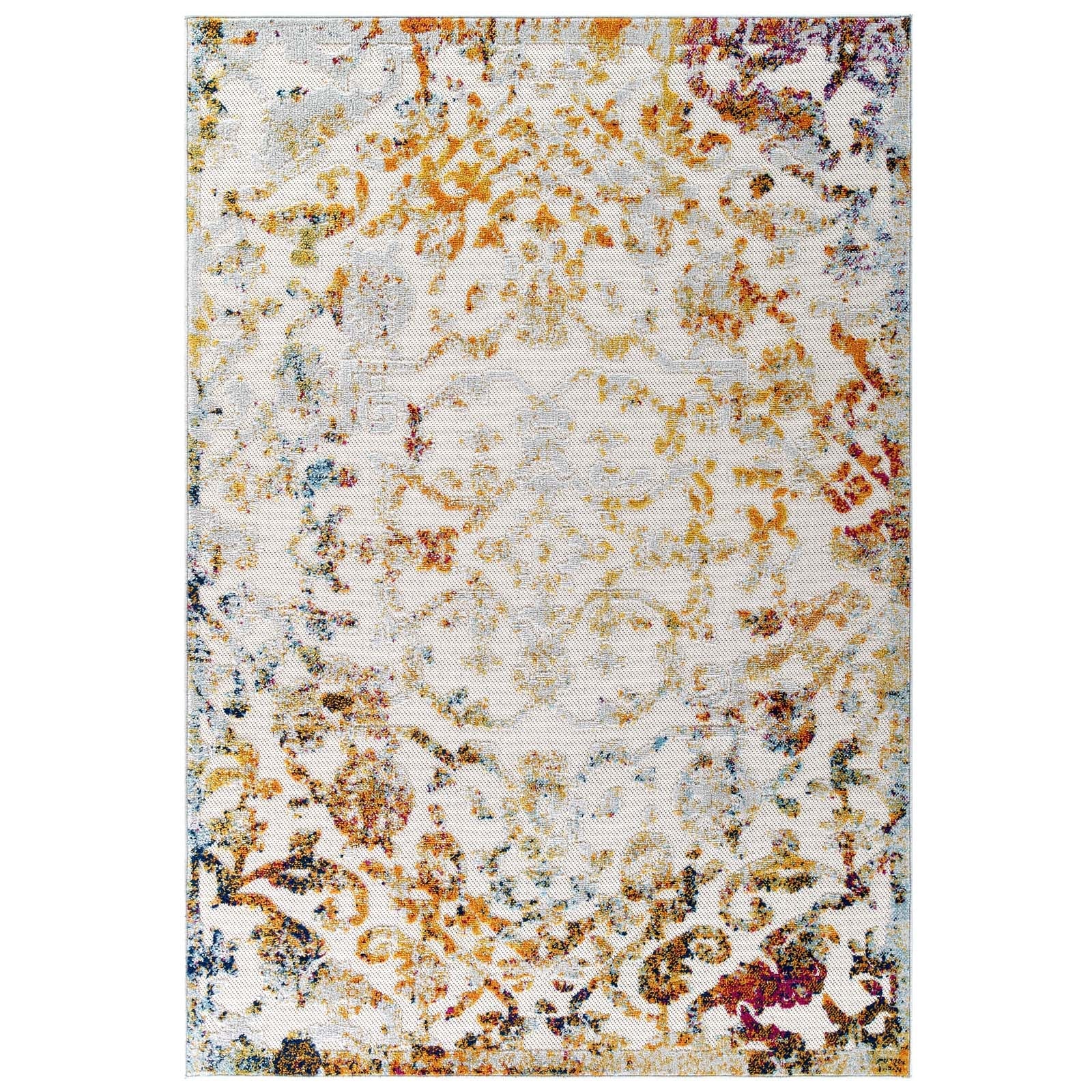 Reflect Primrose Ornate Floral Lattice 5x8 Indoor/Outdoor Area Rug by Modway