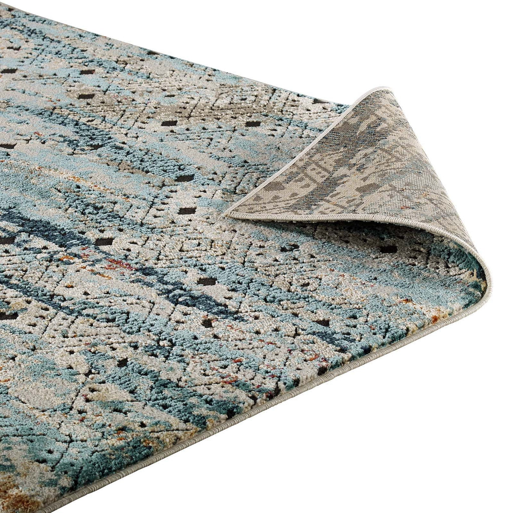 Tribute Eisley Rustic Distressed Transitional Diamond Lattice 5x8 Area Rug by Modway