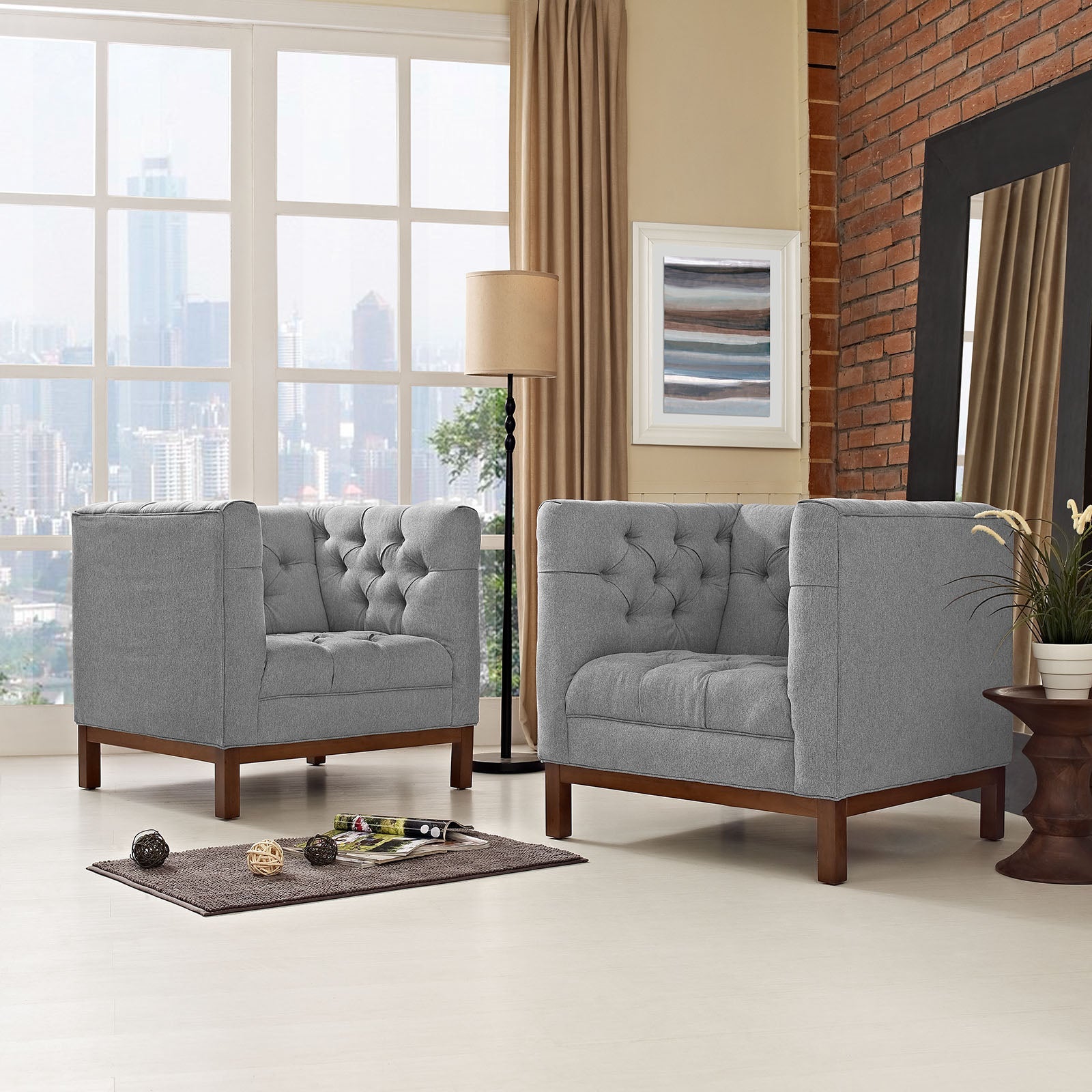 Panache Upholstered Fabric Living Room Set Set of 2 by Modway