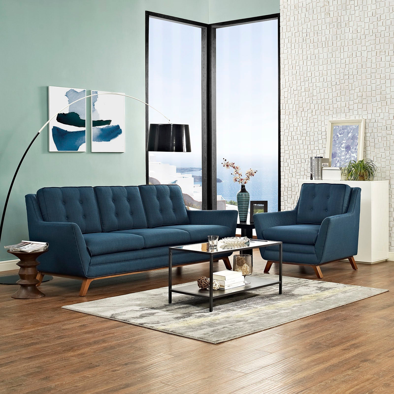 Beguile Upholstered Fabric Living Room Set Set of 2 by Modway