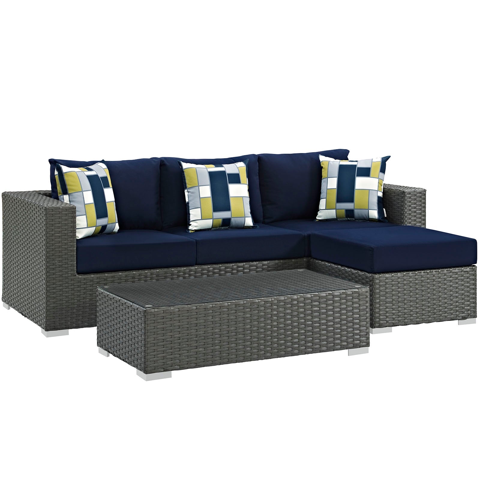 Sojourn 3 Piece Outdoor Patio Sunbrella¨ Sectional Set by Modway