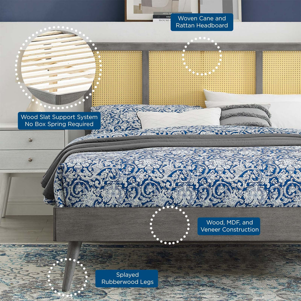 Kelsea Cane and Wood Full Platform Bed With Splayed Legs by Modway