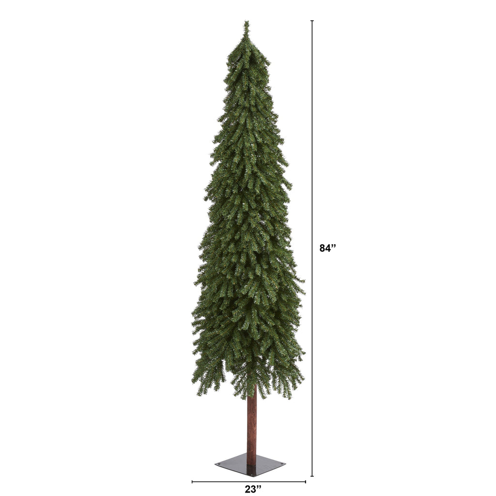 7' Gr& Alpine Artificial Christmas Tree w/950 Bendable Branches on Natural Trunk