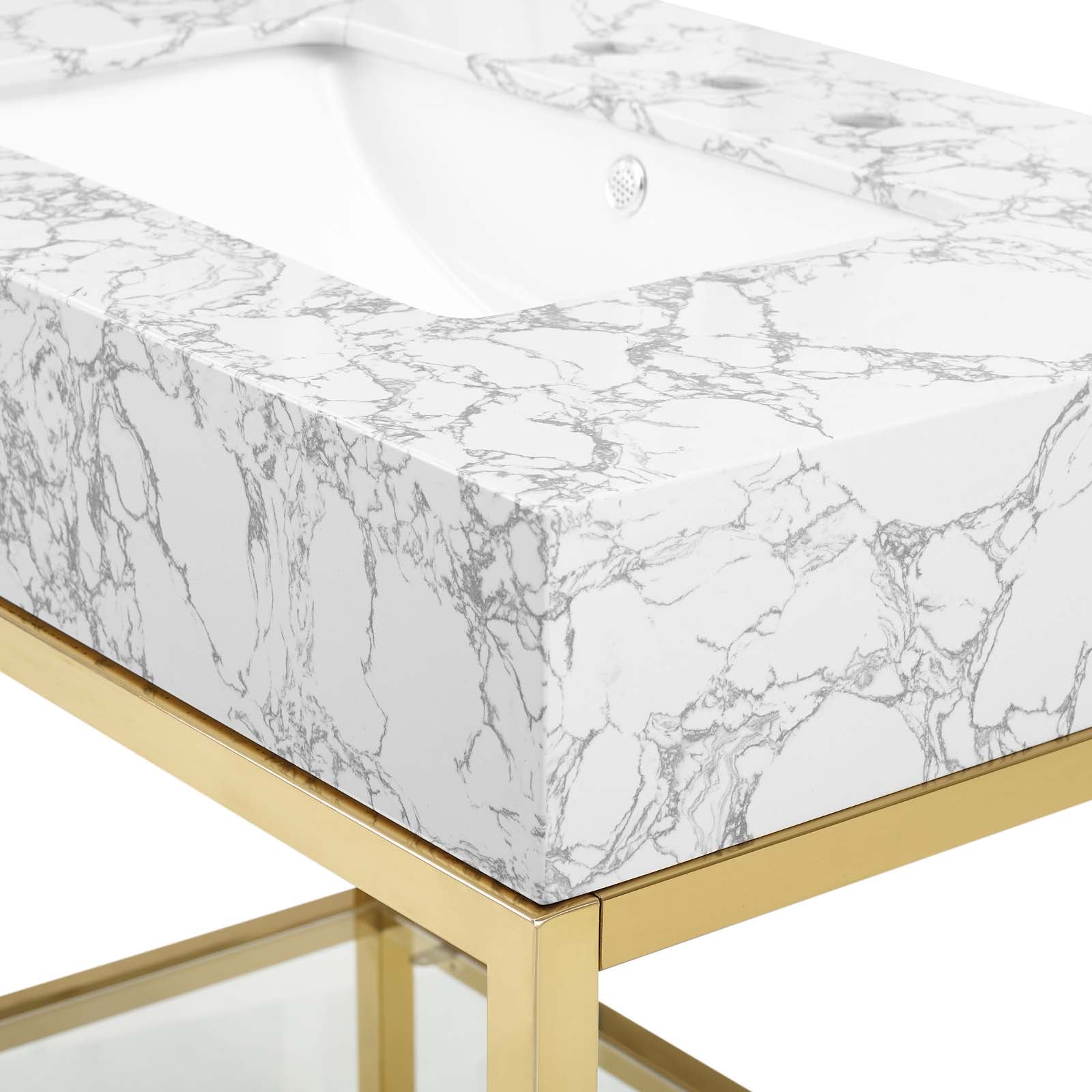 Kingsley 36" Gold Stainless Steel Bathroom Vanity by Modway