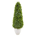52" Eucalyptus Topiary Artificial Tree in White Planter