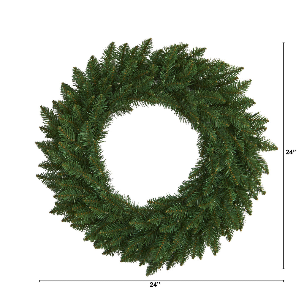 24" Green Pine Artificial Christmas Wreath with 35 Clear LED Lights