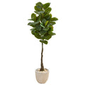 67"  Rubber Leaf Artificial Tree in Sandstone Planter (Real Touch)