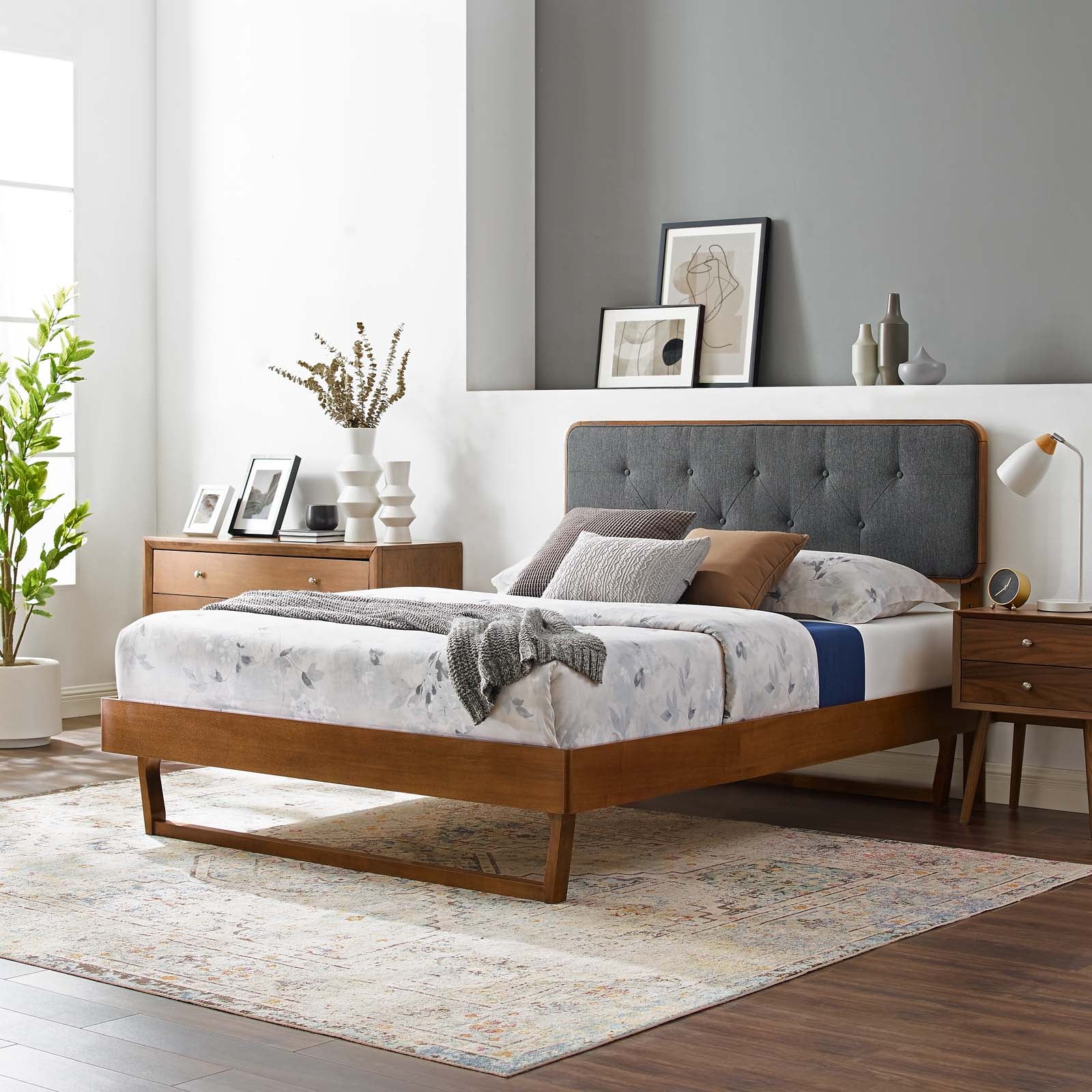 Bridgette Wood King Platform Bed With Angular Frame by Modway