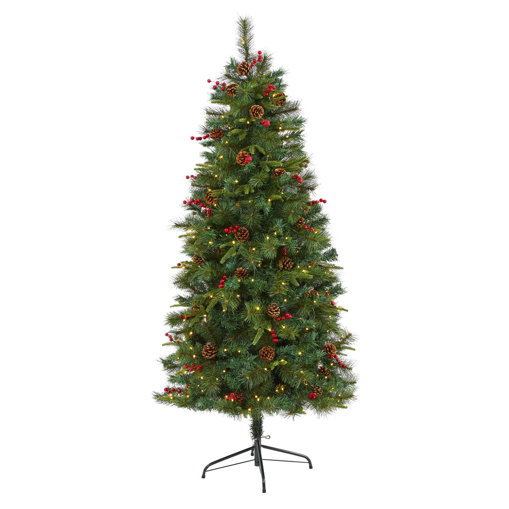 6' Mixed Pine Artificial Christmas Tree w/ 250 Clear LED Lights