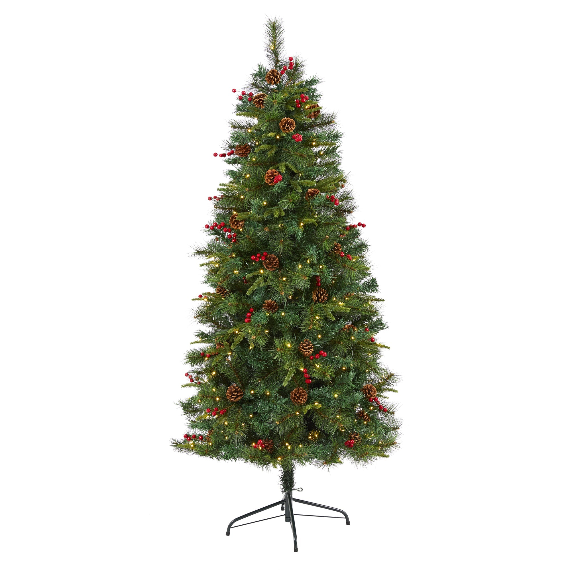 6' Mixed Pine Artificial Christmas Tree w/ 250 Clear LED Lights