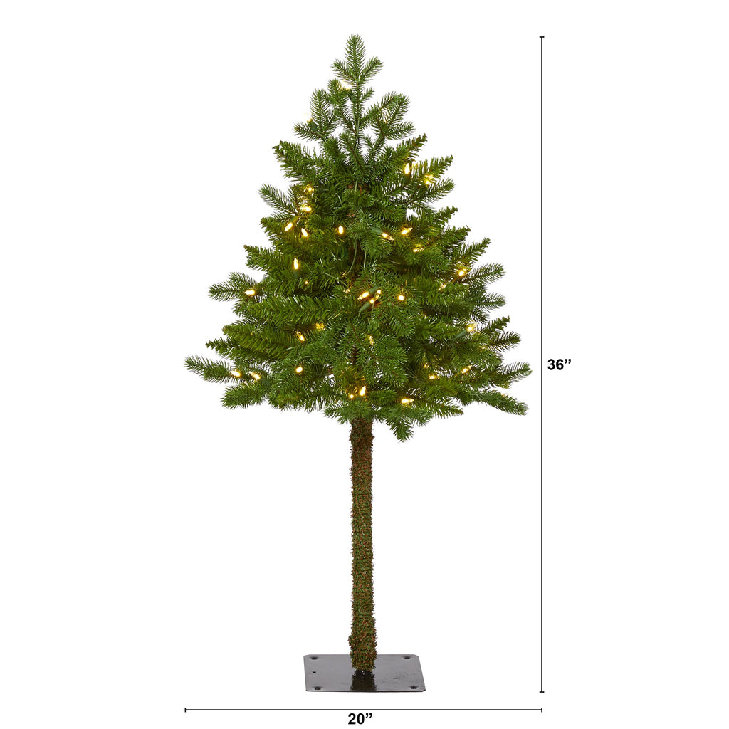 3' Swiss Alpine Artificial Christmas Tree w/ 50 Clear LED Lights
