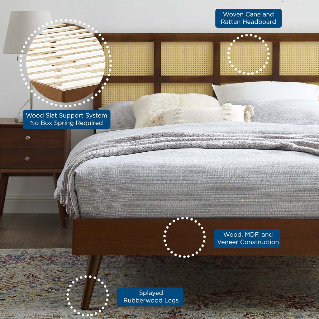 Sidney Cane and Wood Queen Platform Bed With Splayed Legs by Modway