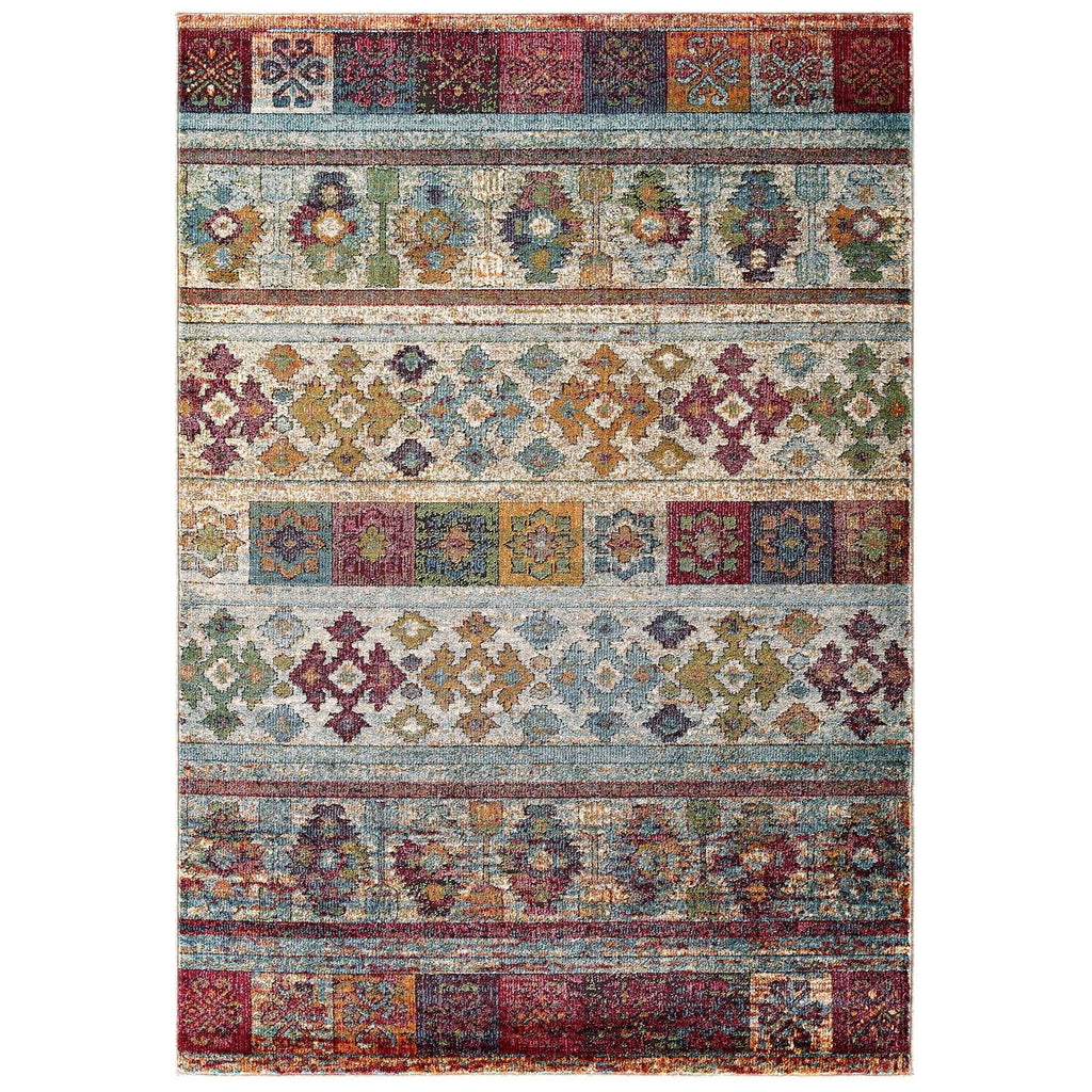 Tribute Nala Distressed Vintage Floral Lattice 5x8 Area Rug by Modway