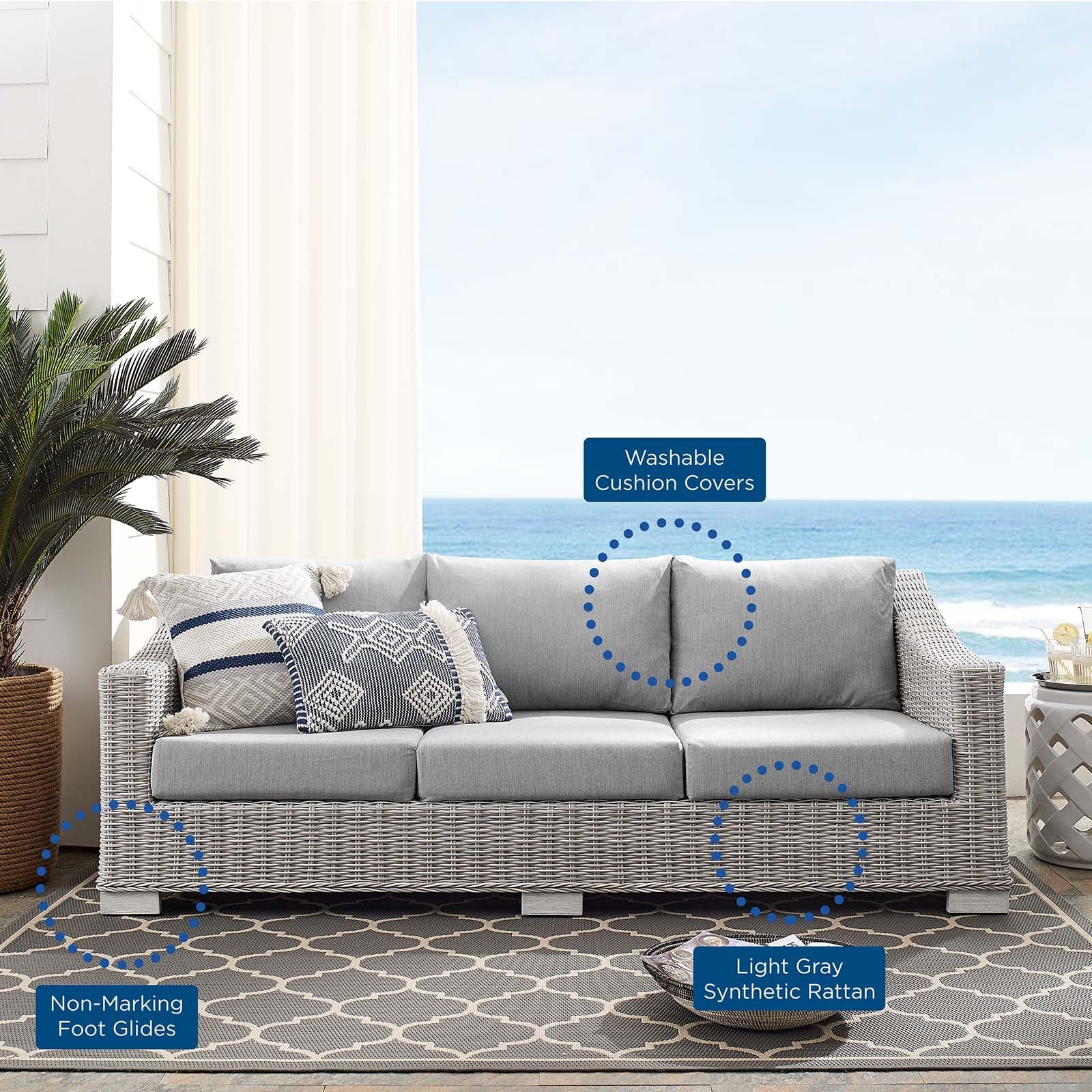 Conway Sunbrella¨ Outdoor Patio Wicker Rattan Sofa by Modway