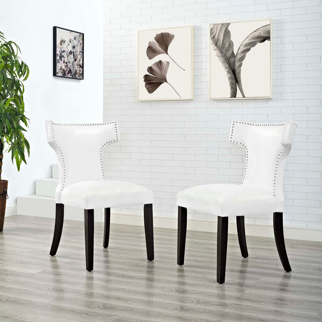 Curve Vinyl Dining Chair Set of 2 by Modway
