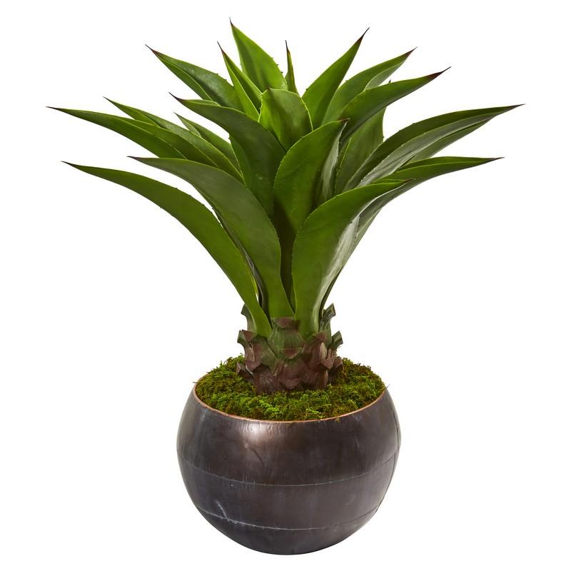 41"  Agave Artificial Plant in Decorative Metal Bowl