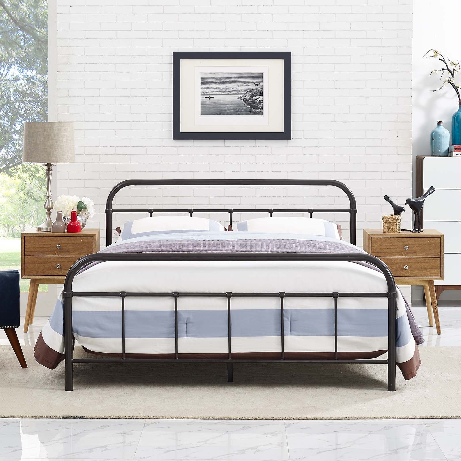 Maisie Stainless Steel Queen Bed Frame by Modway