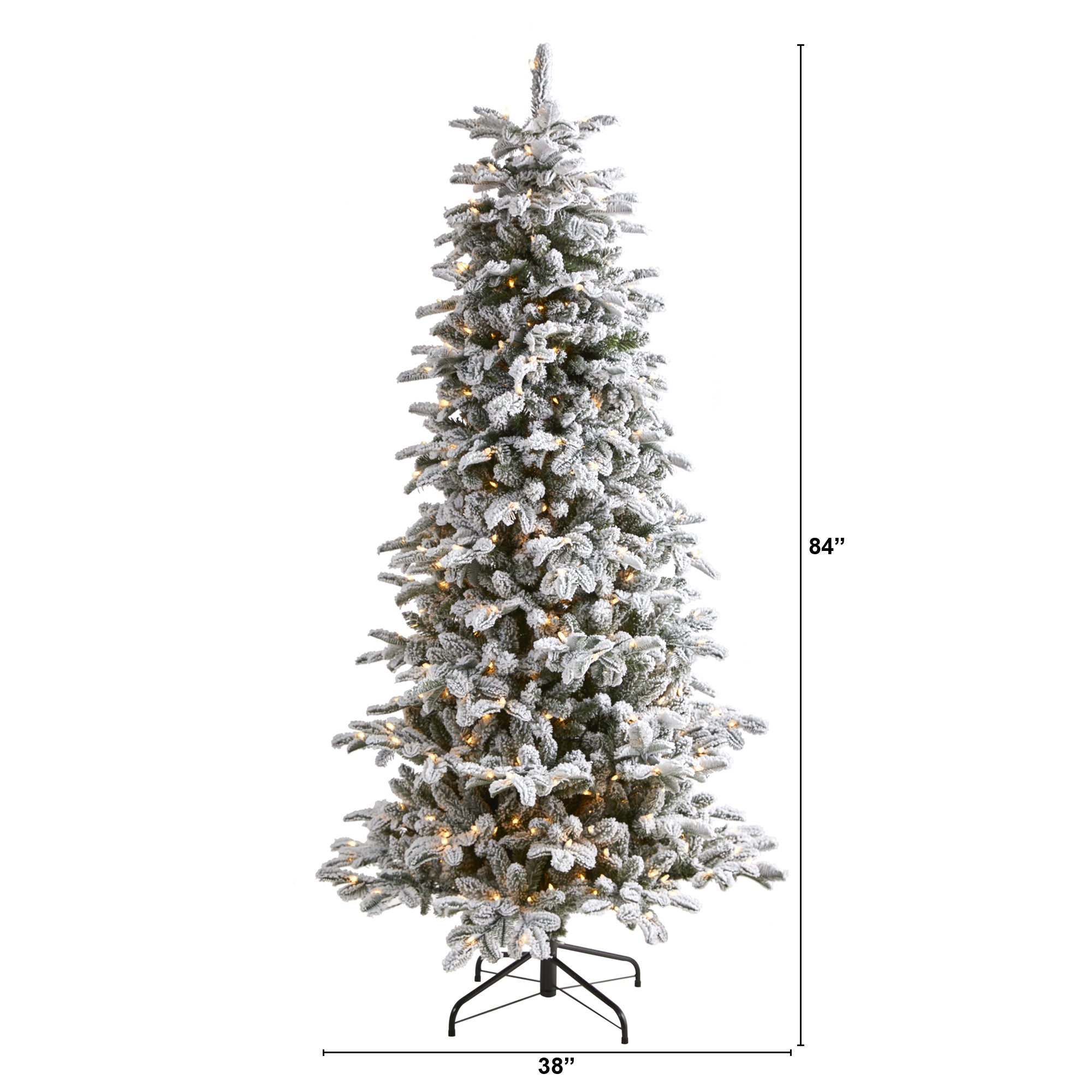 7' Flocked North Carolina Fir Artificial Christmas Tree w550 Warm White Lights