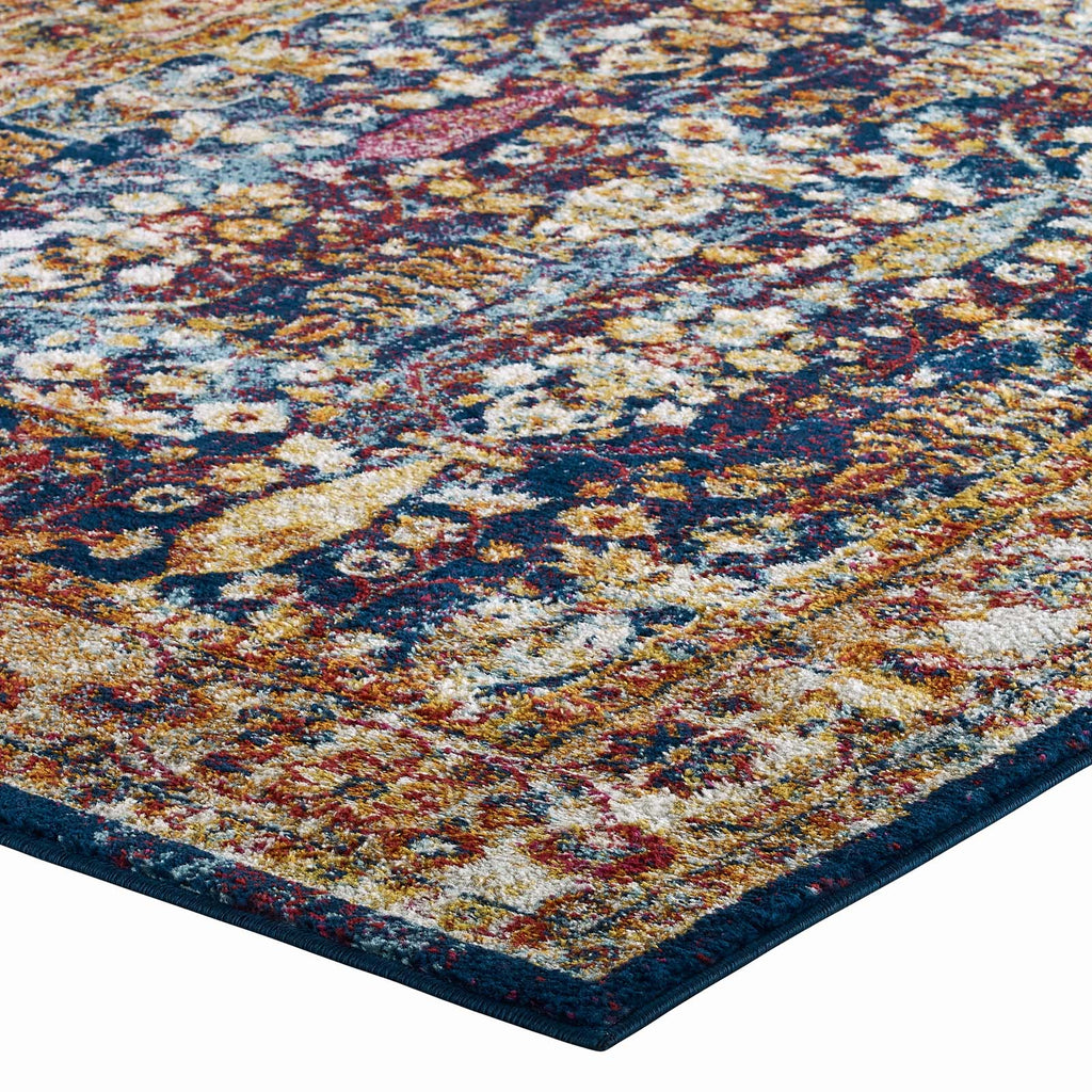 Entourage Jessa Distressed Vintage Floral Lattice 5x8 Area Rug by Modway