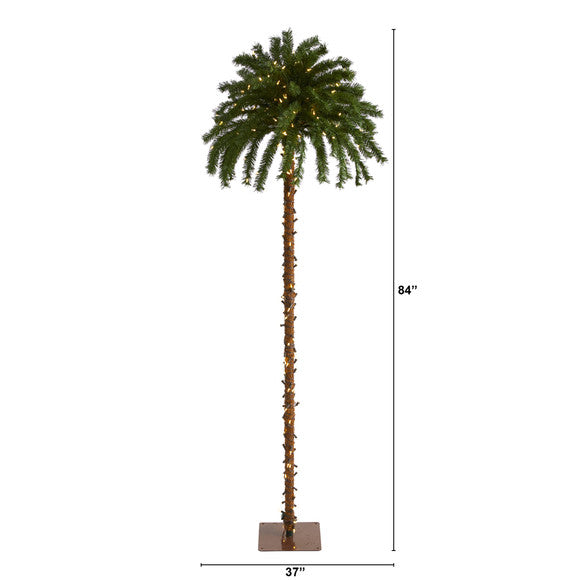 7' Christmas Palm Artificial Tree with 300 White Warm LED Lights