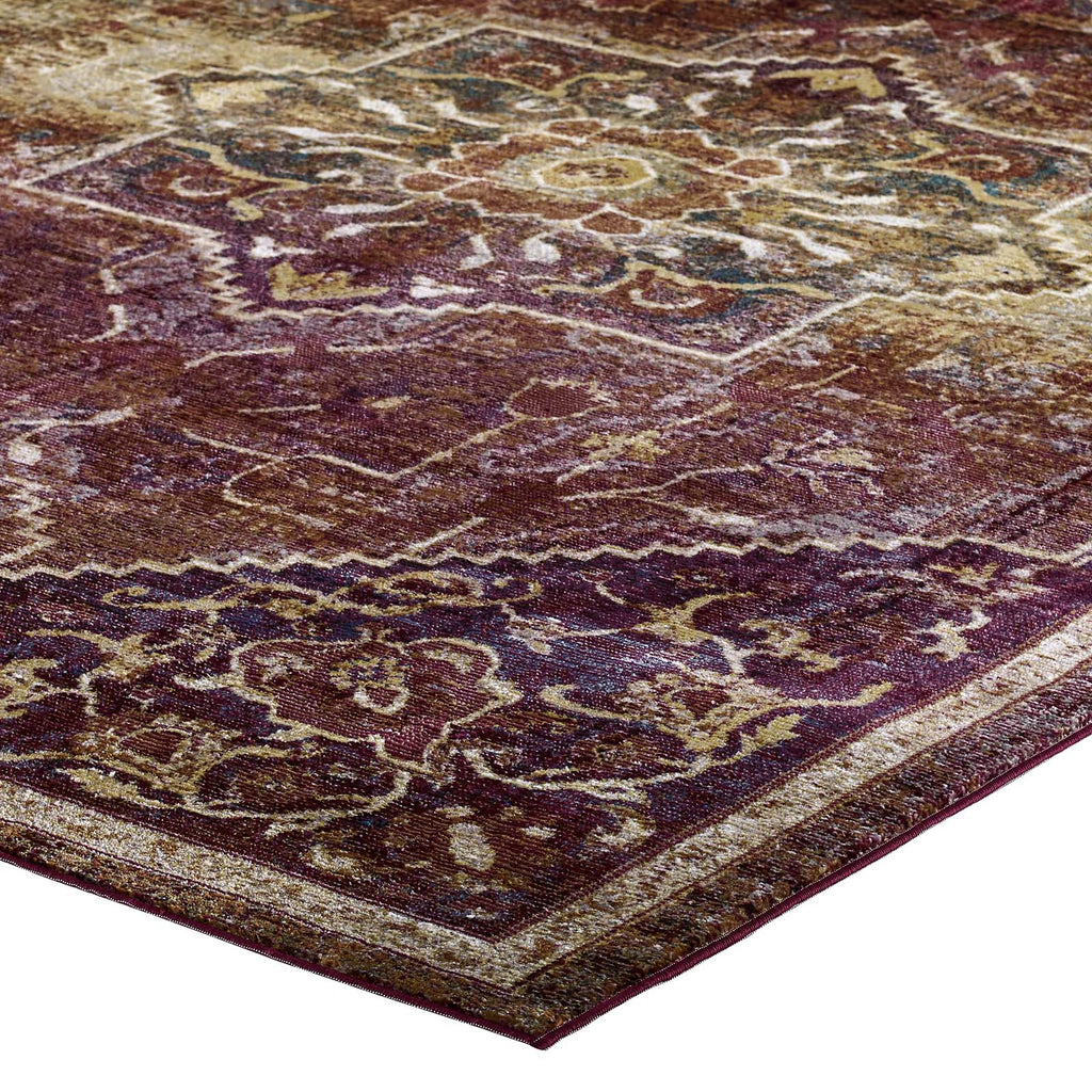 Success Kaede Transitional Distressed Vintage Floral Vintage Medallion 5x8 Area Rug by Modway