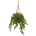 40"  Variegated Holly with Berries Artificial Plant in Hanging Basket