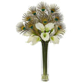 36"  Peacock and Calla Lily Artificial Arrangement in Cylinder Glass