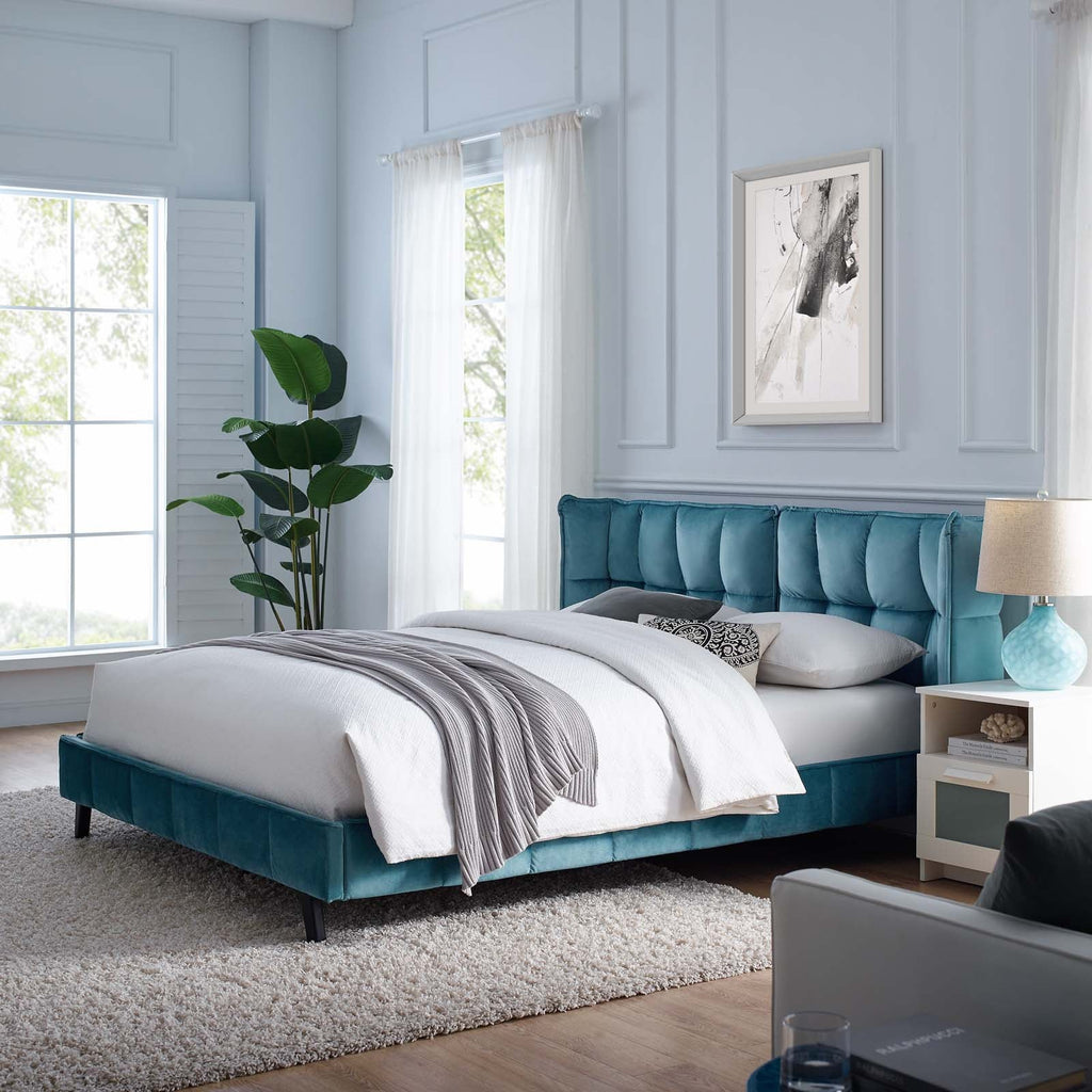 Makenna Performance Velvet Queen Platform Bed by Modway