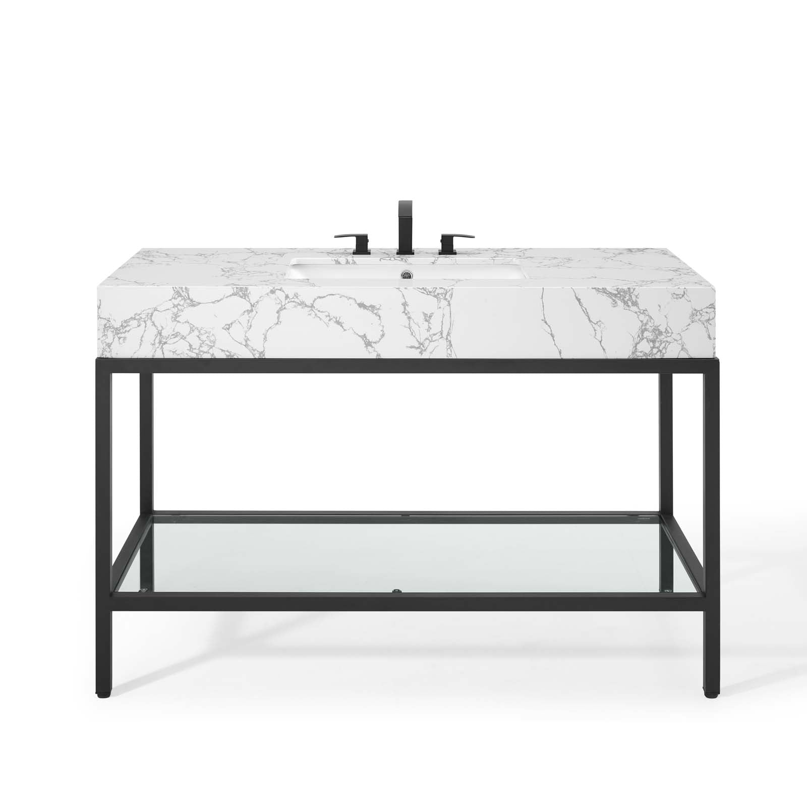Kingsley 50" Black Stainless Steel Bathroom Vanity by Modway