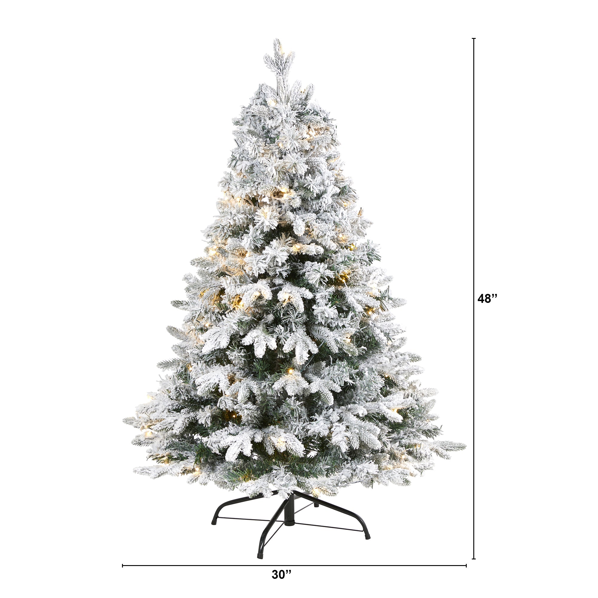 4' Flocked Vermont Mixed Pine Artificial Christmas Tree w 100 Clear LED Lights