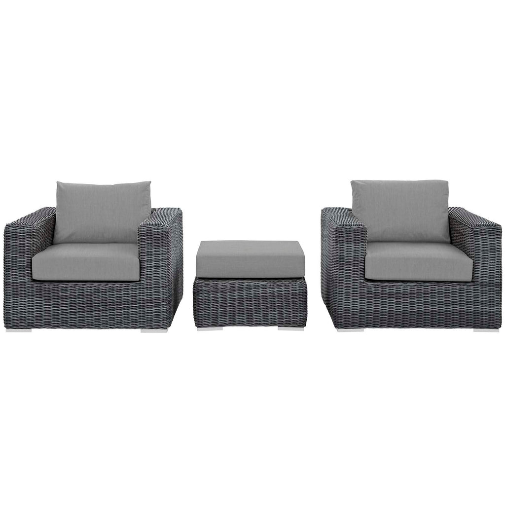 Summon 3 Piece Outdoor Patio Sunbrella¨ Sectional Set by Modway