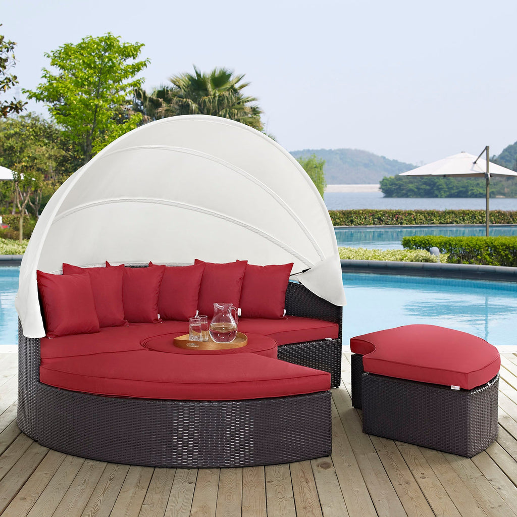 Quest Outdoor Patio Wicker Rattan Canopy Sectional Daybed by Modway