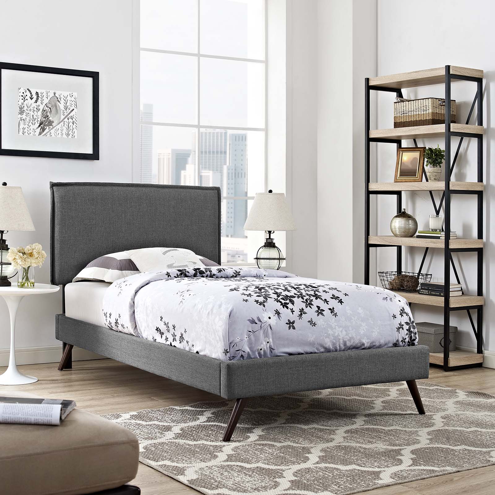 Amaris Twin Platform Bed with Round Splayed Legs