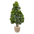 58"  Fiddle Leaf Fig Artificial Tree in Sand Stone Planter
