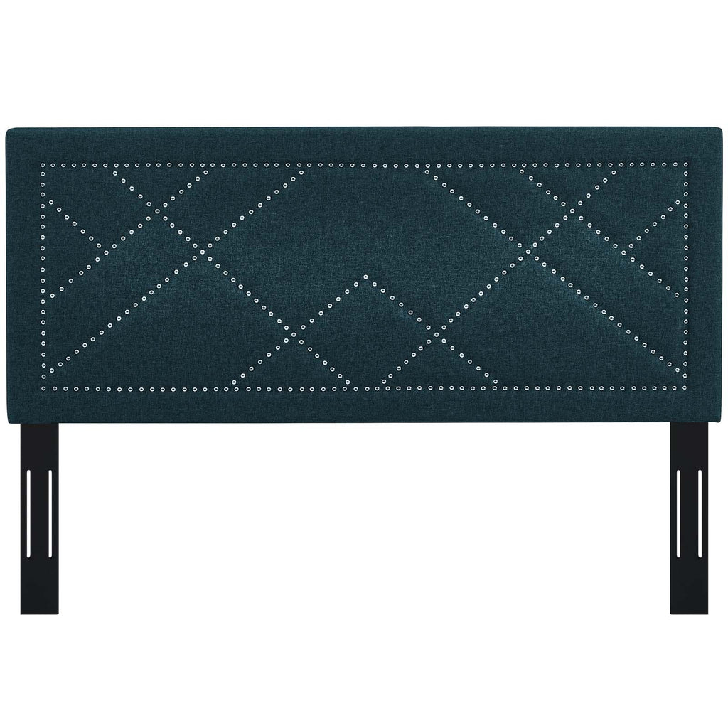 Reese Nailhead Upholstered Linen Fabric Full / Queen Headboard by Modway
