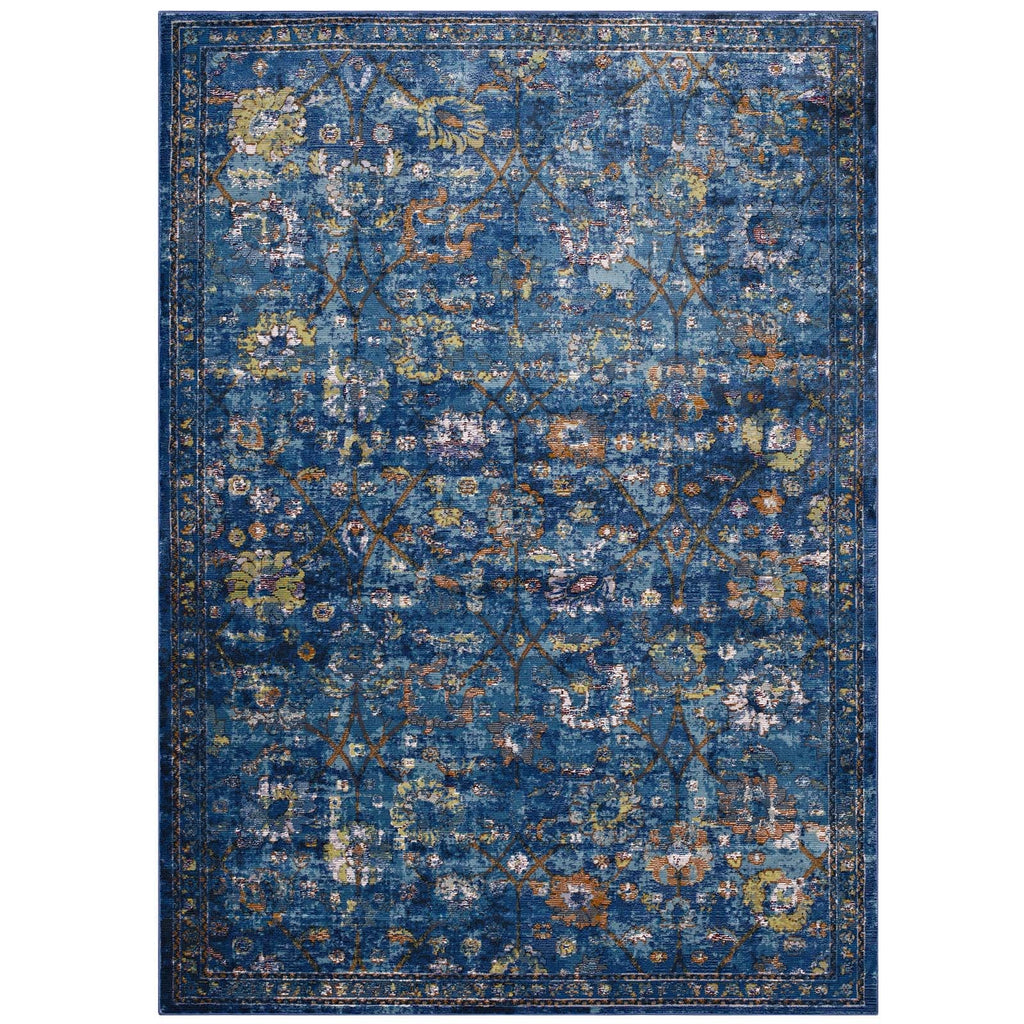 Minu Distressed Floral Lattice 4x6 Area Rug by Modway