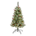 4' Frosted Swiss Pine Artificial Christmas Tree w/ 100 Clear LED Lights & Berrie
