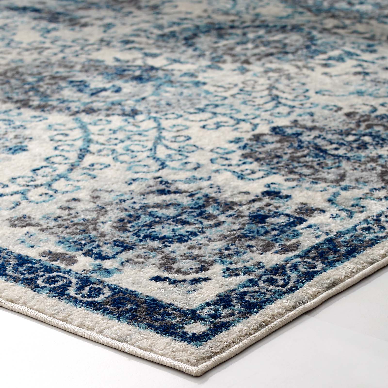Entourage Kensie Distressed Floral Moroccan Trellis 5x8 Area Rug by Modway