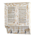 32"  White Washed Wall Cabinet with Hooks