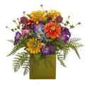 Mixed Floral Artificial Arrangement in Green Vase