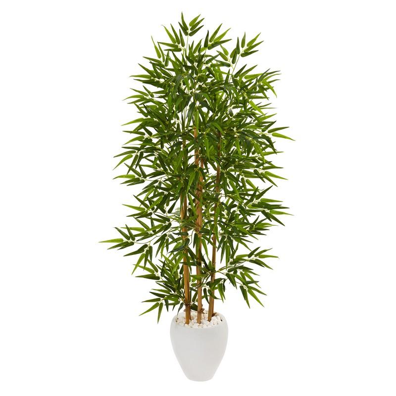 63"  Bamboo Artificial Tree in White Planter