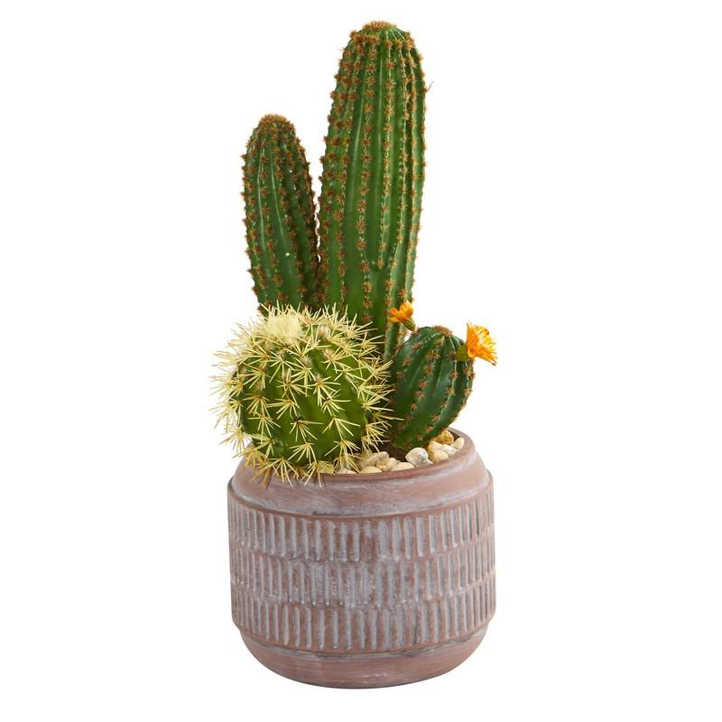 19"  Cactus Artificial Plant in Decorative Planter