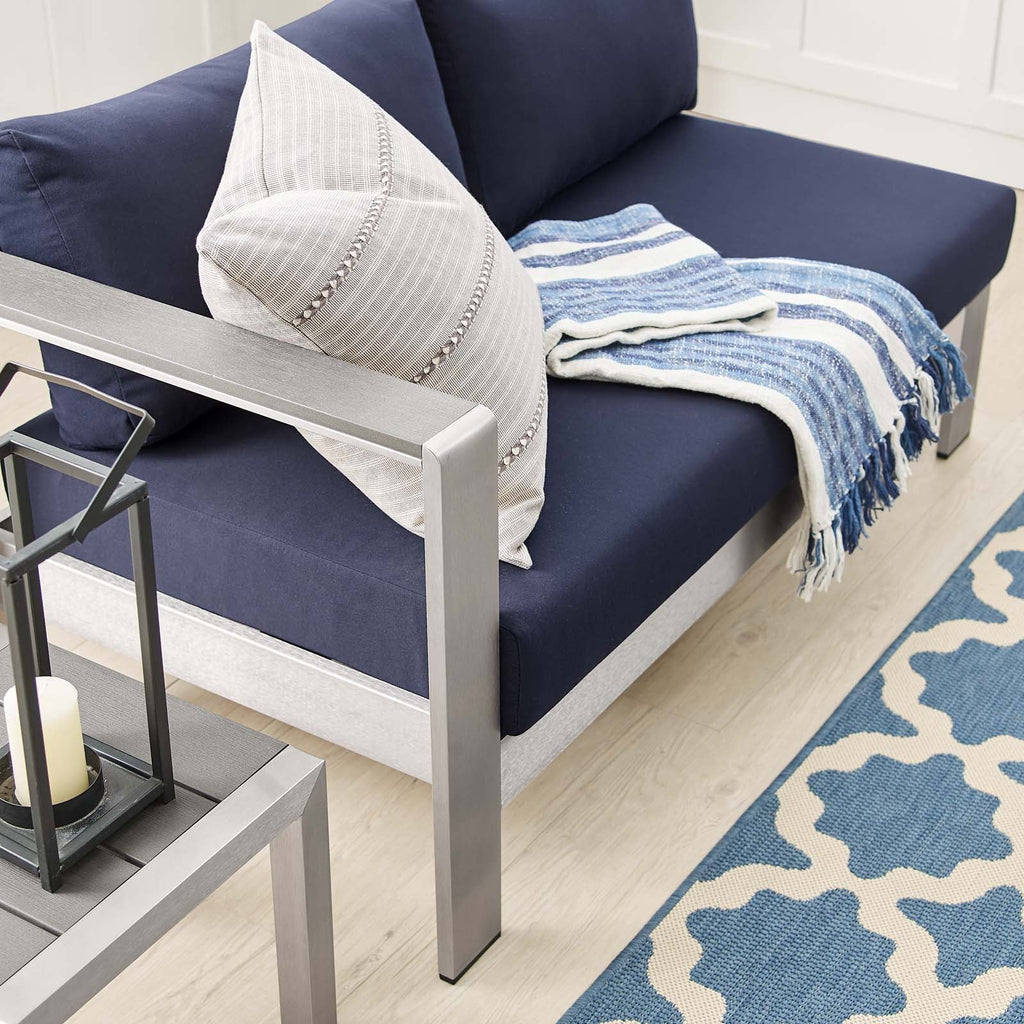 Shore Sunbrella¨ Fabric Aluminum Outdoor Patio Left-Arm Loveseat by Modway