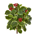 14"  Variegated Holly Leaf Bush Artificial Plant (Set of 12) (Real Touch)