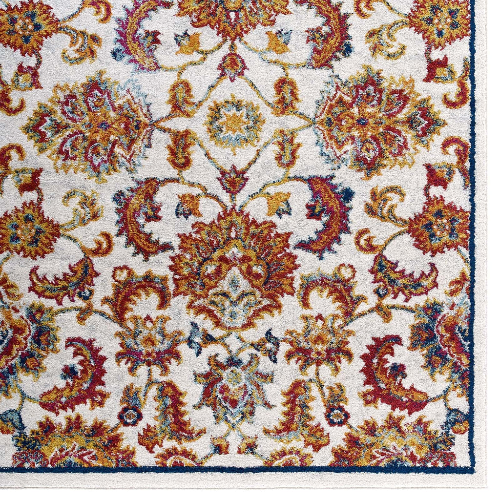 Entourage Azami Distressed Vintage Floral Lattice 8x10 Area Rug by Modway